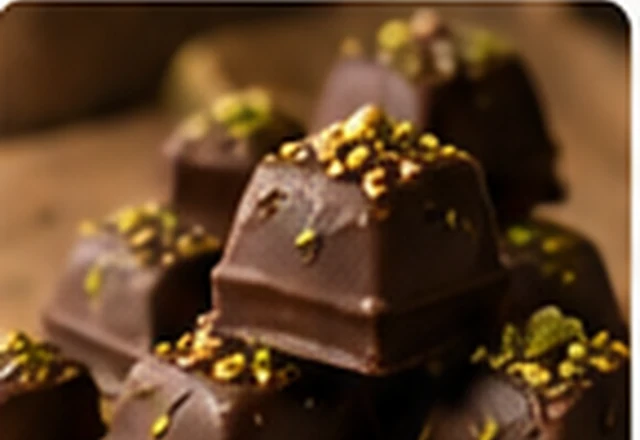Chocolate and pistachio confectionery